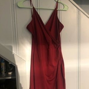 Red V Neck Dress